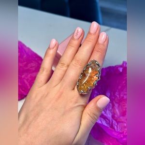 Natural Citrine handmade 925 silver ring made by Ukrainian designer